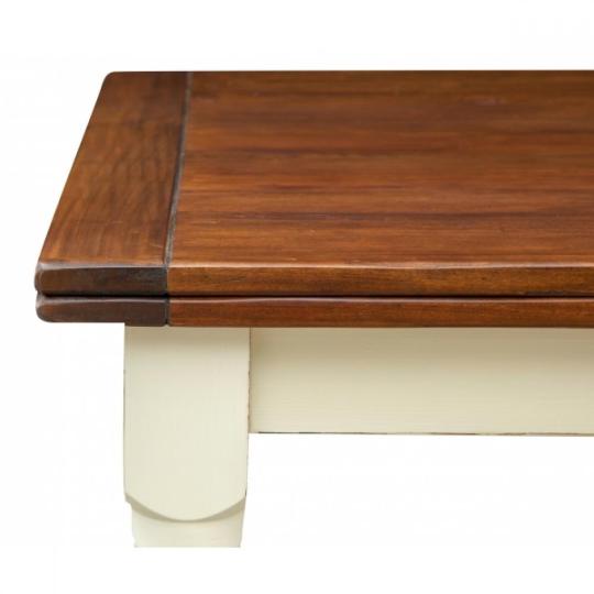 stol orechovy hnedy bielo malovany nabytok rozsiritelny rozkladaci rozsirujuci giganticky dlhy rodinny masivny jedalensky stol country balaton chata vidiecky dom renovacia.jpg